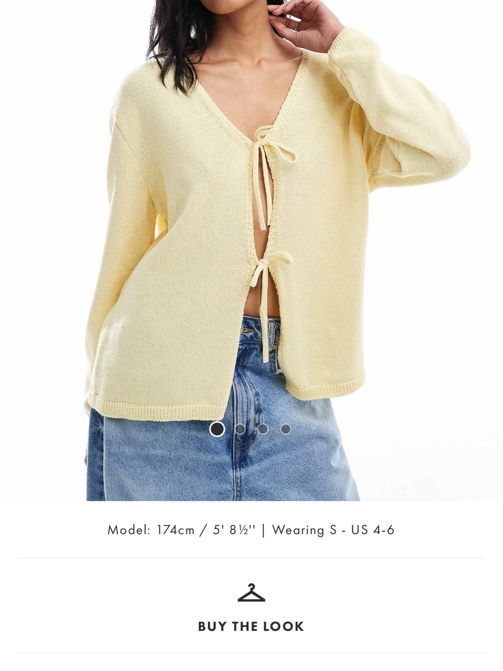 ASOS buttermilk Yellow Tie-Front Women's Sweater